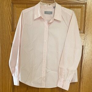Liz Claiborne Women’s L Pink Gray Striped Shirt